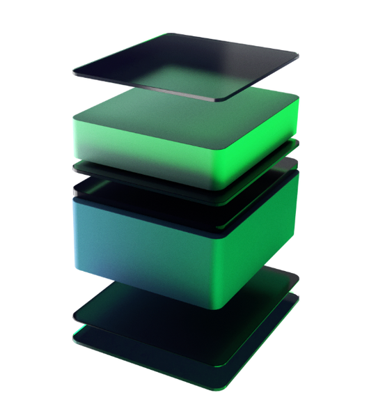 3D Illustration of stacked squares that represents layers of integrations