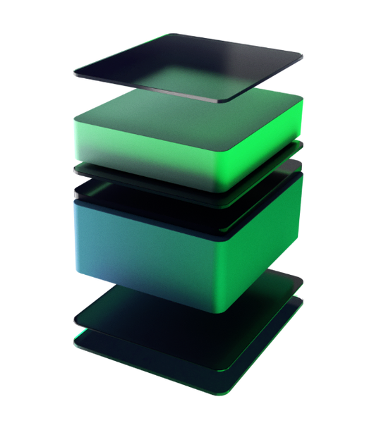 3D Illustration of stacked squares that represents layers of integrations